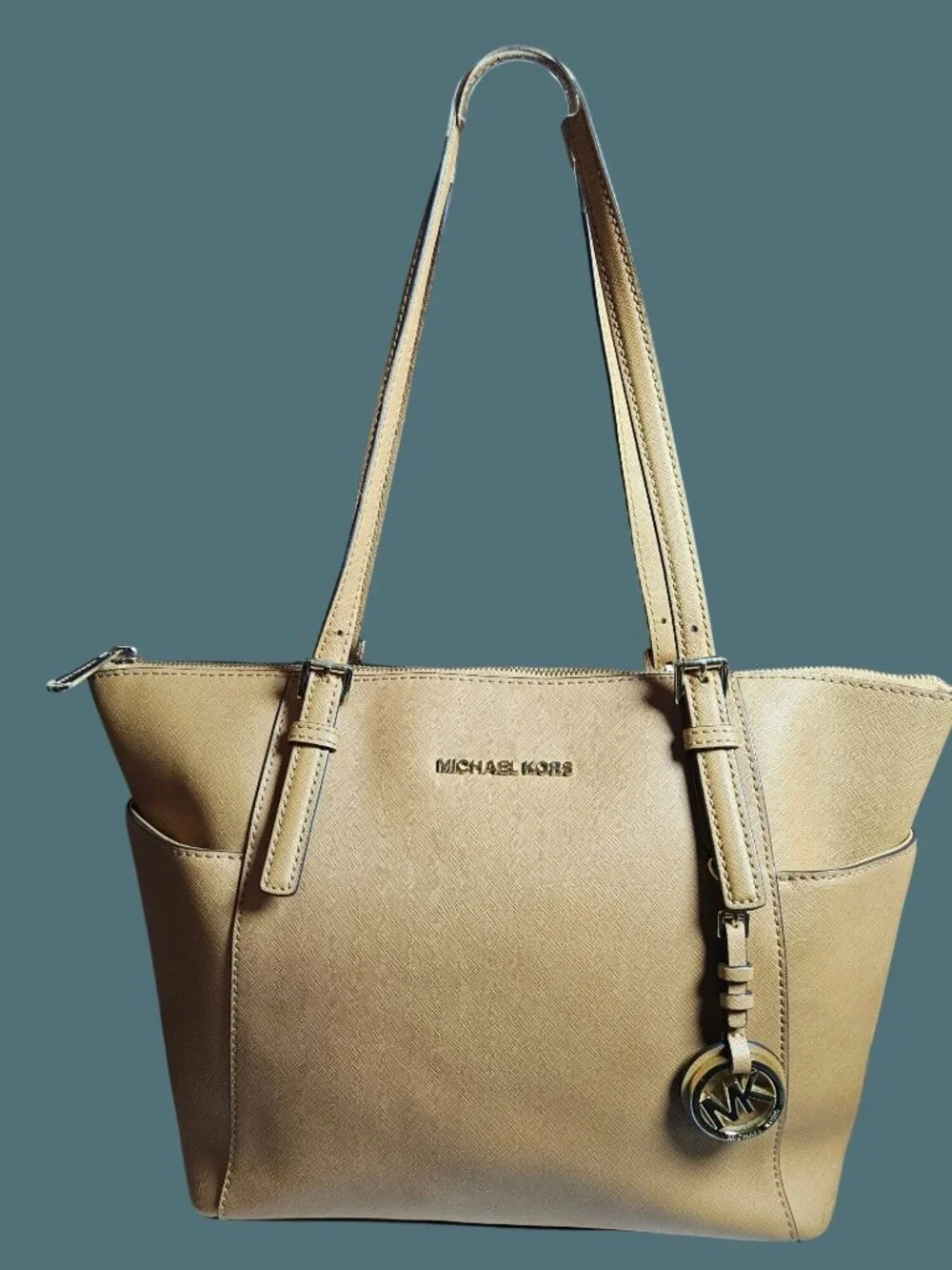 Michael Kors Jet Set Large Crossgrain Leather Top Zip Tote -READ